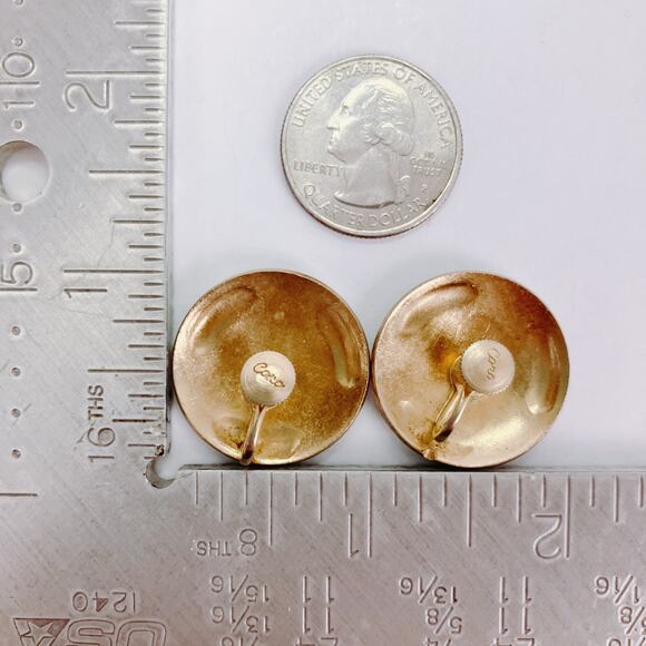 RARE Vintage Coro Signed Enamel Screw Back Earrings Mid Century Ottoman Style - Picture 10 of 11